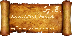 Szolcsányi Benedek névjegykártya